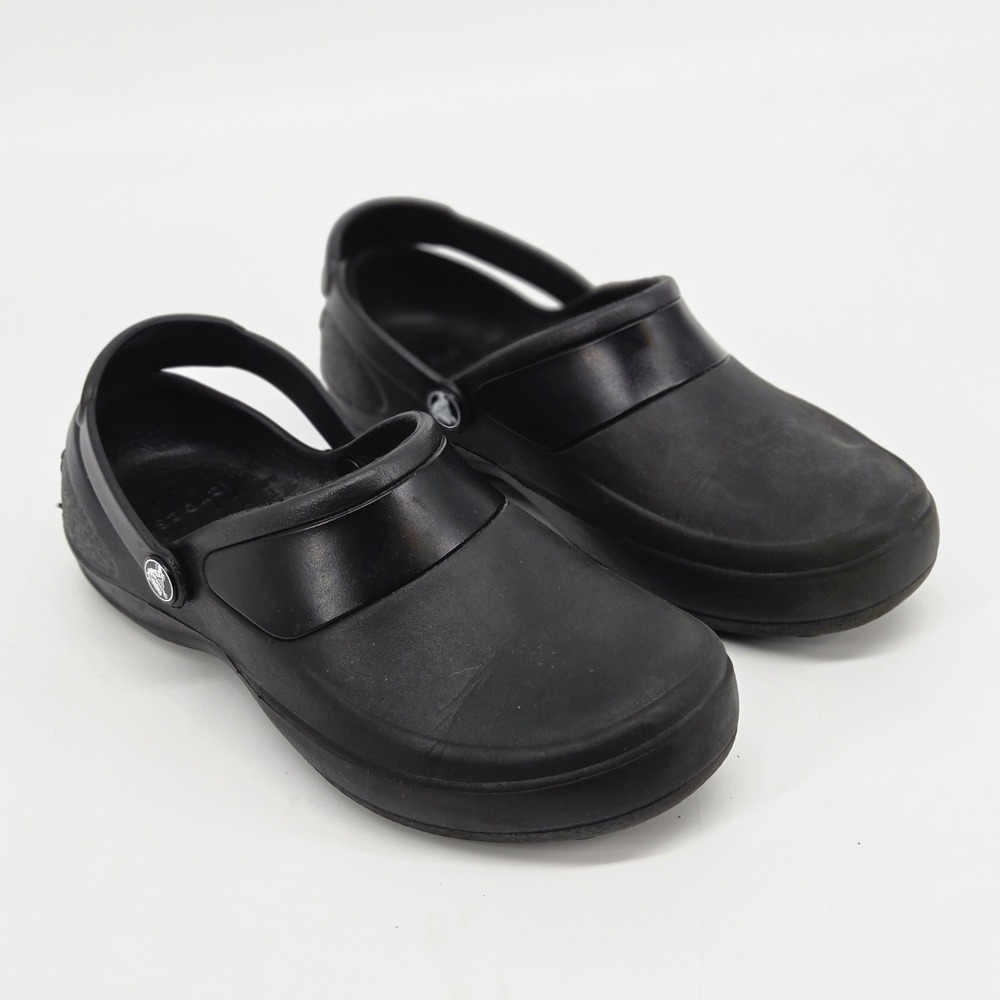Crocs Mercy Work Clogs Women Size 6 Black Slip Resistant Nursing Chef Shoes VGUC